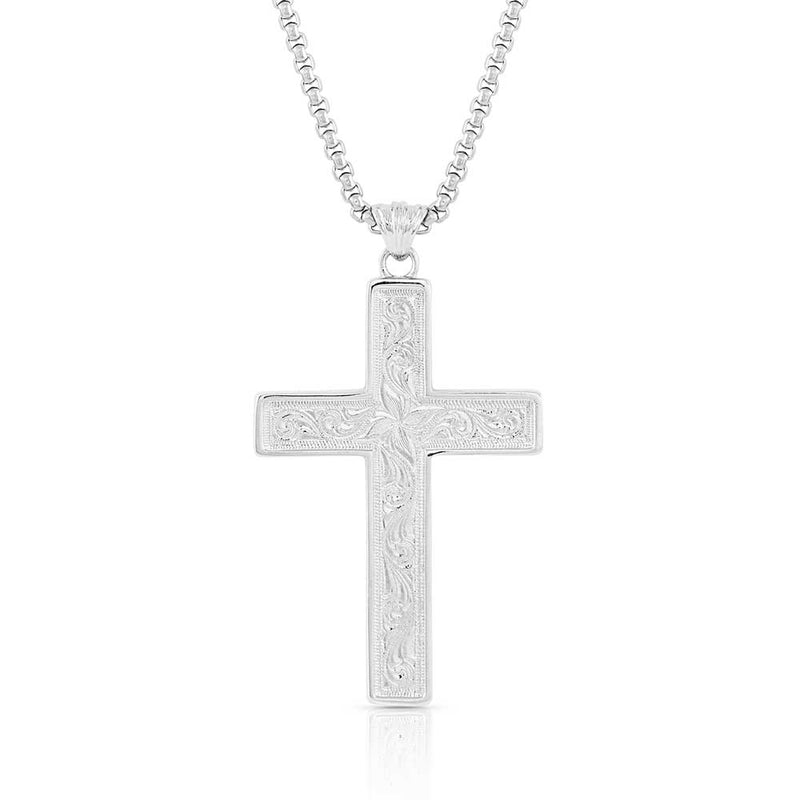 Load image into Gallery viewer, NC5097 - Montana Silversmiths Men&#39;s American Legends Block Color Cross Necklace
