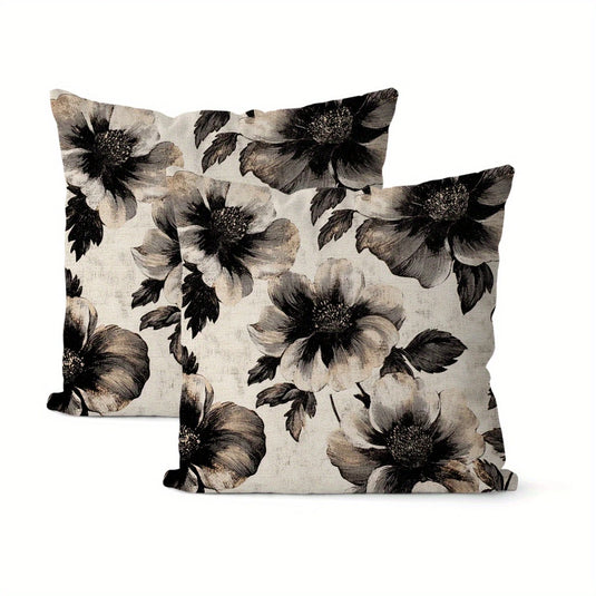 TMPL67 - Set of 2 - 18" x 18" Retro Floral Throw Pillows