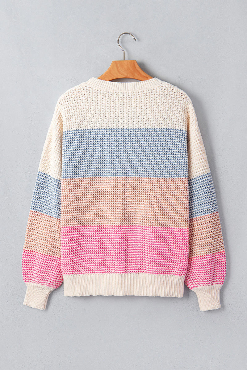 Load image into Gallery viewer, DLLS833 - Ladies Light Blue Drop Shoulder Round Neck Long Sleeve Pullover Sweater

