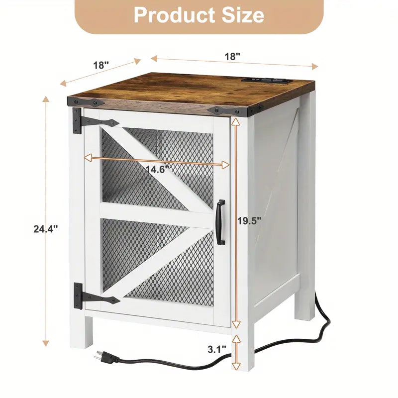 Load image into Gallery viewer, TMFURN1 - Farmhouse Nightstand With USB Charging Ports
