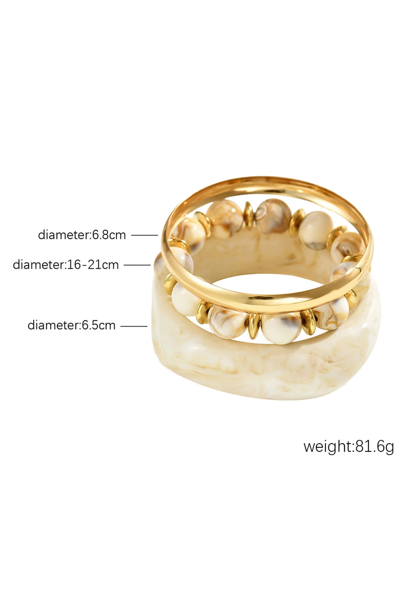 Load image into Gallery viewer, DLLBC 18 - White Sand Beach Bangle Gold Plated 3pcs Bracelet Set
