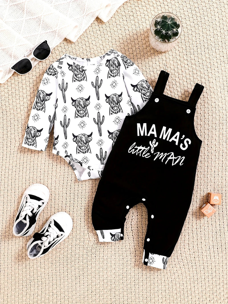 Load image into Gallery viewer, TMCHD32 - Mama&#39;s Little Man 2 Piece Cowprint Set
