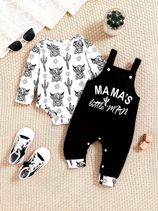 TMCHD32 - Mama's Little Man 2 Piece Cowprint Set