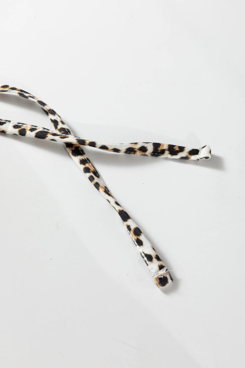 Load image into Gallery viewer, DLLS406 - Ladies Jet Stream Leopard Contrast Drawstring Hood Drop Shoulder Loose Top
