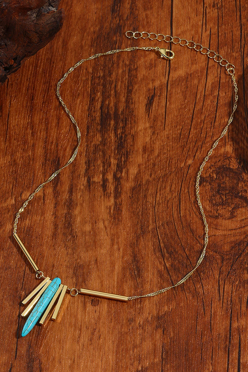Load image into Gallery viewer, DLLNK 3 - Gold Turquoise Metal Bars Chain Necklace
