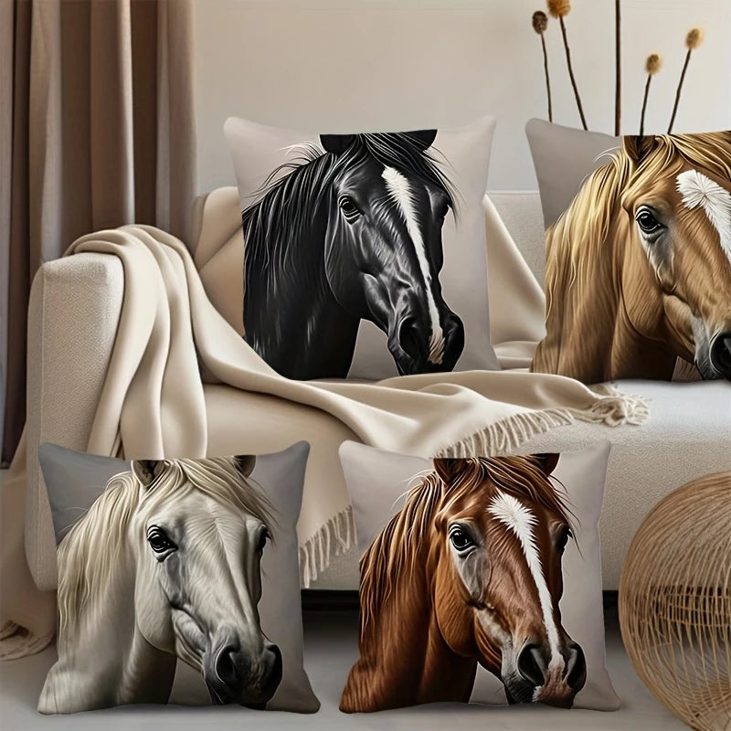 Load image into Gallery viewer, TMPL89 - Set of 4 - 18&quot; x 18&quot; Horse Head Throw Pillows
