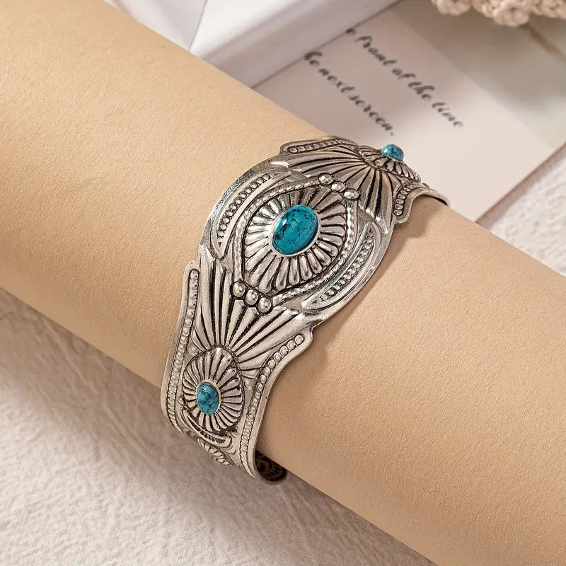 Load image into Gallery viewer, TMBC42 - Triple Stone Open Bracelet
