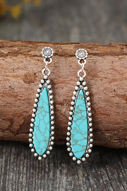 DLLER 11 - Silvery Vintage Bohemian Turquoise Alloy Earrings