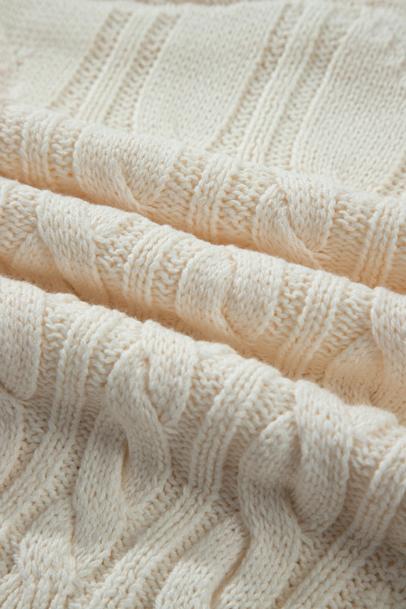 Load image into Gallery viewer, DLLS1146 - Ladies Beige Drop Shoulder Round Neck Cable Knit Sweater
