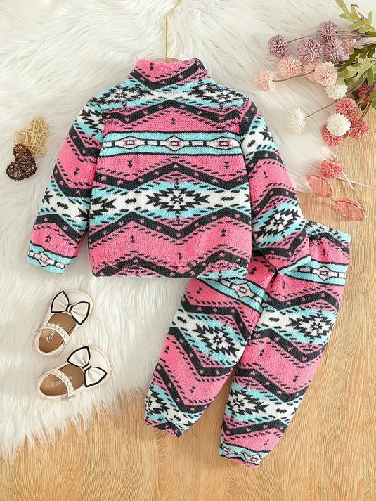 TMCHD46 - Girls Baby & Child Pink Aztec Print 2 Piece Outfit