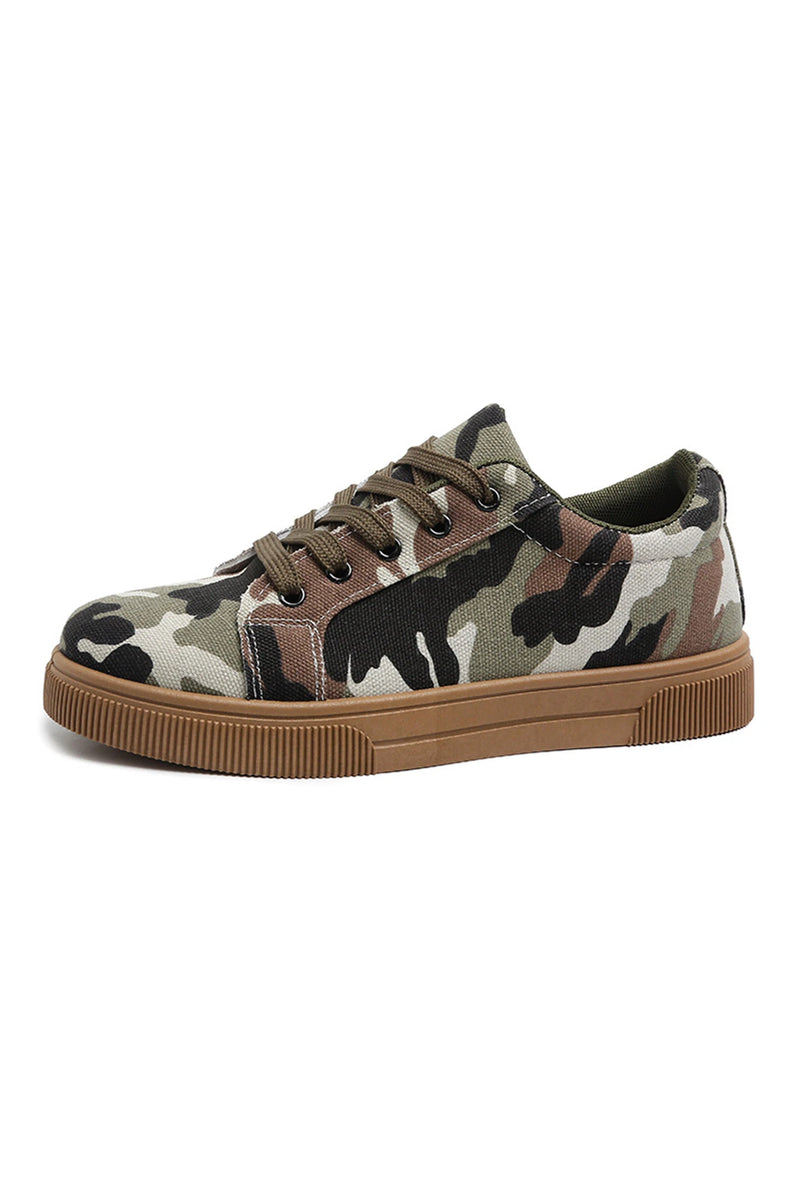 Load image into Gallery viewer, DLLSHOE 55 - Four Leaf Clover Camouflage Print Lace-Up Flat Shoes
