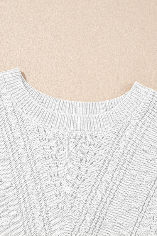 DLLS533 - Ladies White Solid Color Chevron Patterned Knit Sweater Vest