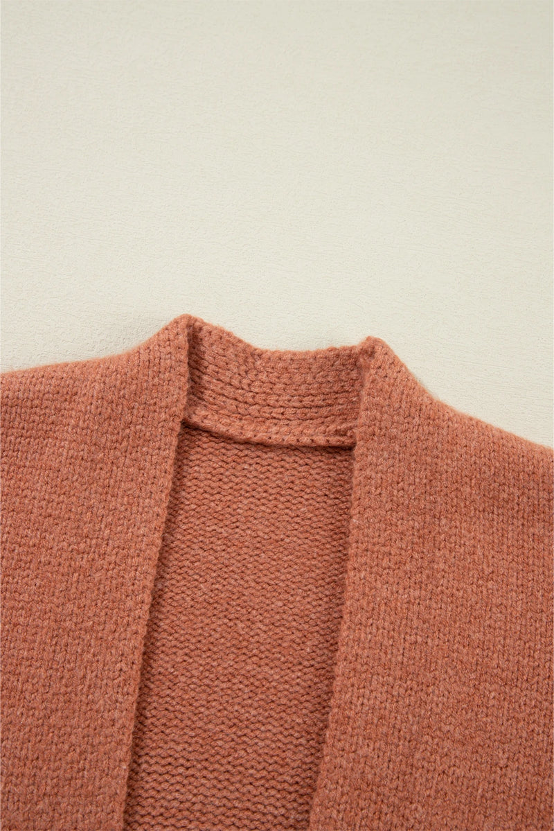 Load image into Gallery viewer, DLLS162 - Ladies Light French Beige Drop Shoulder Open Front Cropped Cardigan
