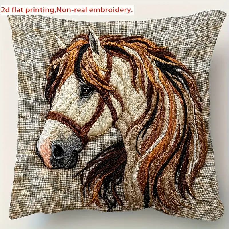 Load image into Gallery viewer, TMPL132 - 1 Piece - 18&quot; x 18&quot; Elegant Horse Throw Pillow
