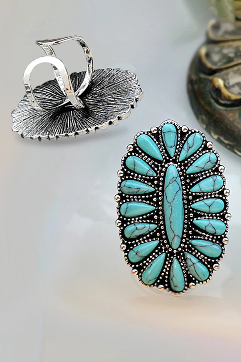 Load image into Gallery viewer, DLLRG 1 - Green Vintage Oval Turquoise Ring
