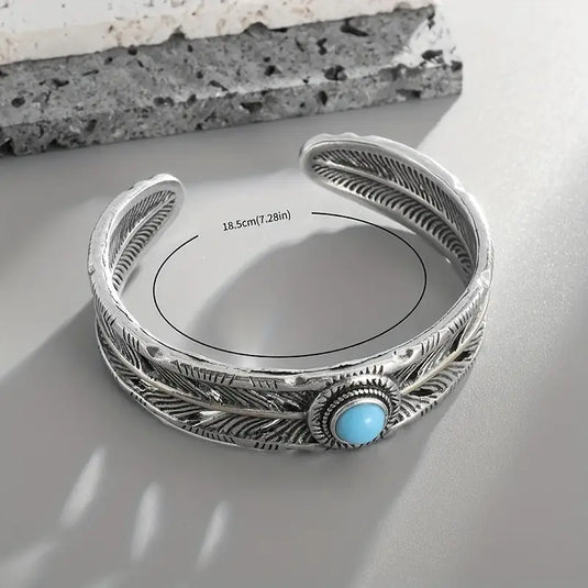 TMBC6 - Synthetic Turquoise Open Bangle Bracelet