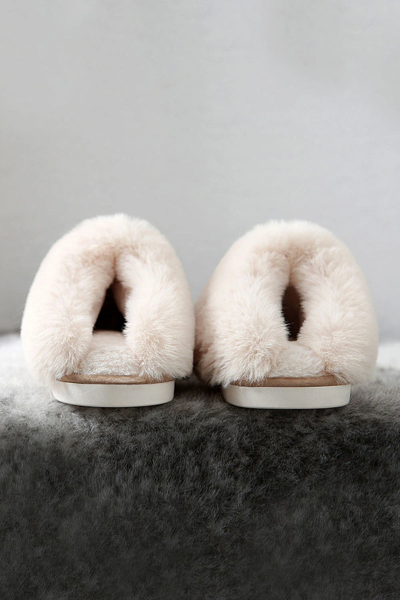 Load image into Gallery viewer, DLLSHOE 125 - Khaki Cut and Sew Faux Suede Plush Lined Slippers
