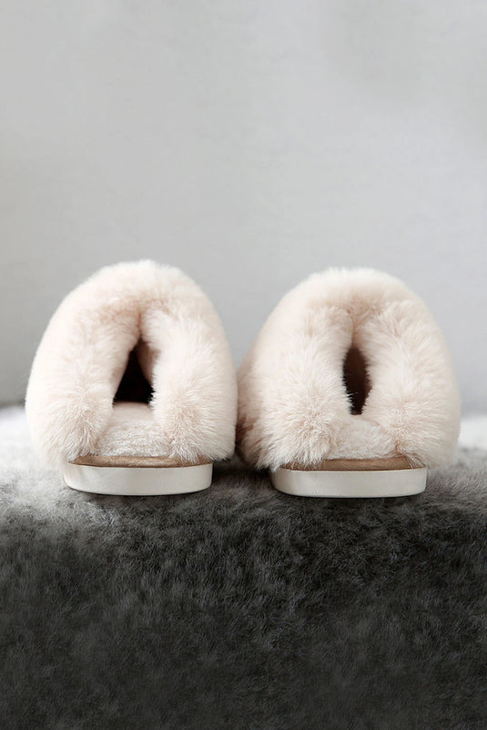 DLLSHOE 125 - Khaki Cut and Sew Faux Suede Plush Lined Slippers
