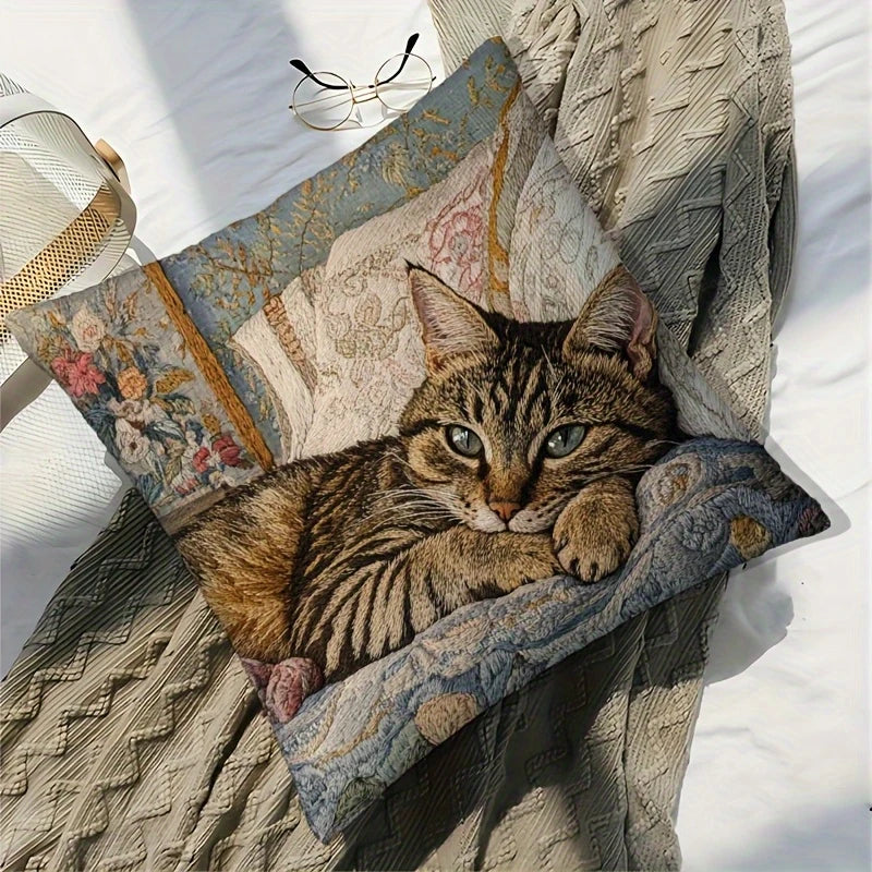 Load image into Gallery viewer, TMPL130 - 1 Piece - 18&quot; x 18&quot; Cozy Cat Throw Pillow
