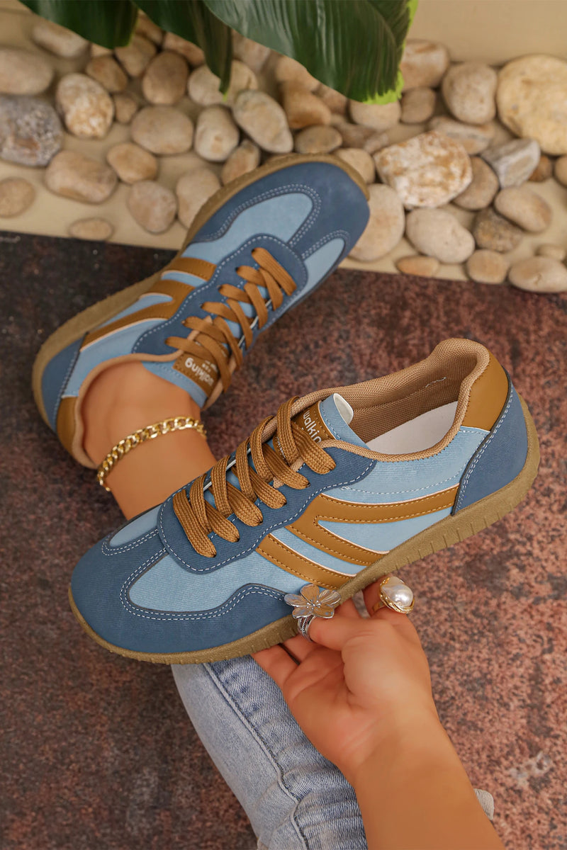 Load image into Gallery viewer, DLLSHOE 77 - Ashleigh Blue Retro Vegan Leather Athletic Detail Lace Up Shoes
