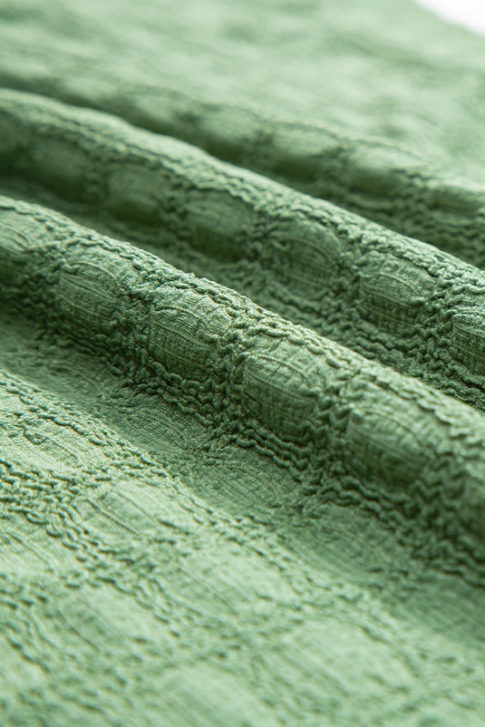 DLLS552 - Ladies Grass Green Solid Color Textured Batwing Sleeve Tee