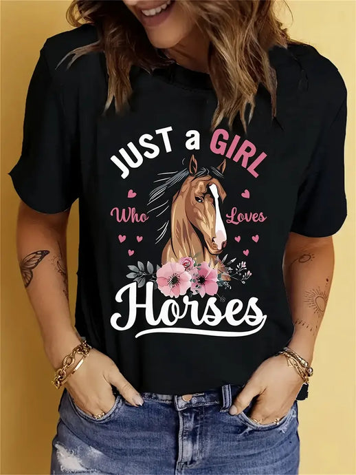 TMTSHT55 - Women's Girl Who Love Horses T Shirt
