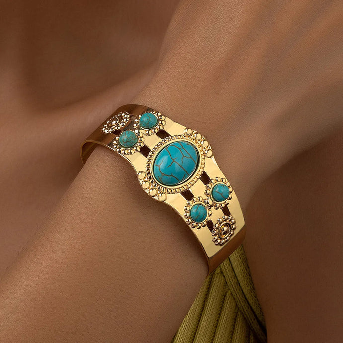 GOODBC 3 - Gold Turquoise Multi Stone Bracelet