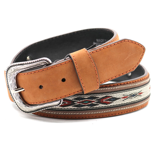 CP1014 - Cowboy Prayer Brown Cowhide Leather Belt w/ Overlays