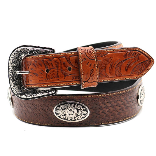 CP1015 - Cowboy Prayer Basketweave Cowhide Leather Belt