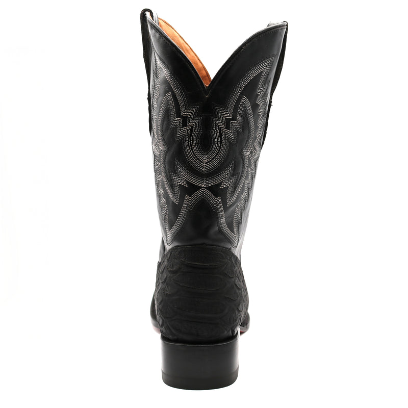 Load image into Gallery viewer, CP1701 - Cowboy Prayer Hand Crafted Black Python Print Cowboy Boots
