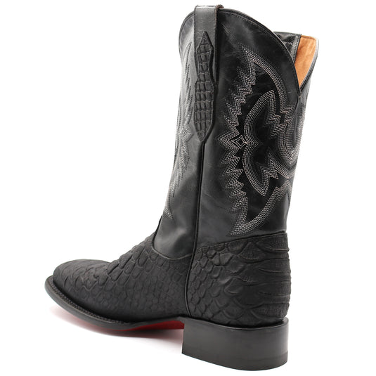 CP1701 - Cowboy Prayer Hand Crafted Black Python Print Cowboy Boots