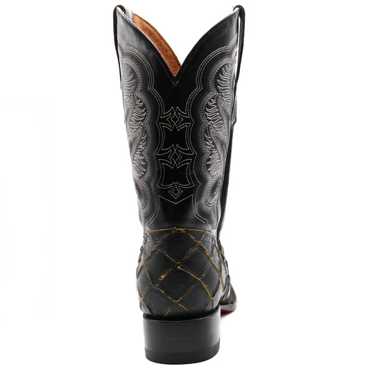 CP1702 - Cowboy Prayer Pirarucu Print w/Yellow Underlay Cowboy Boots