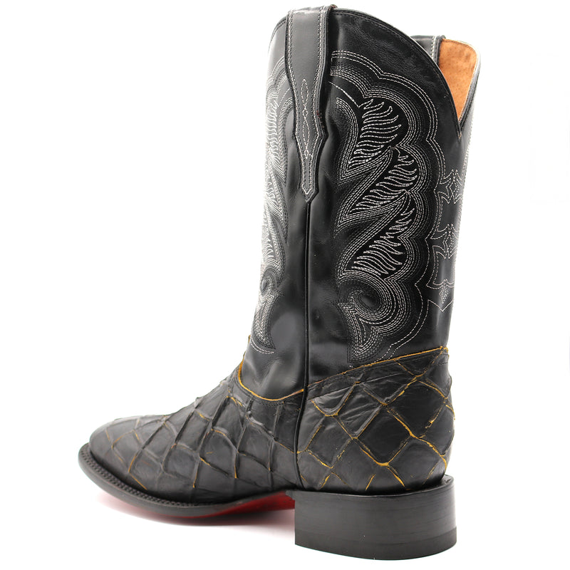 Load image into Gallery viewer, CP1702 - Cowboy Prayer Pirarucu Print w/Yellow Underlay Cowboy Boots
