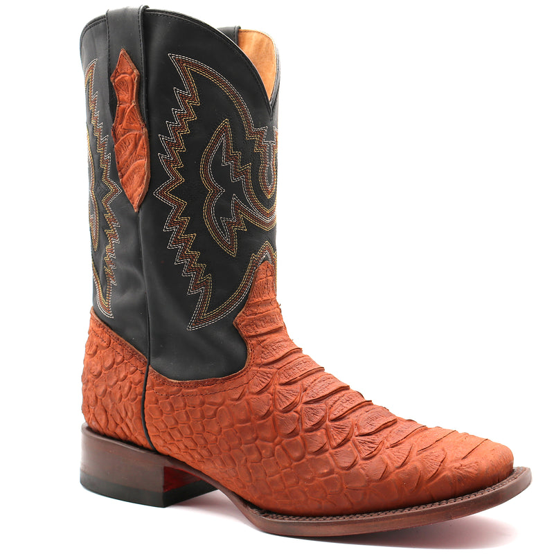 Load image into Gallery viewer, CP1704 - Cowboy Prayer Hand Crafted Rust Brown Python Print Cowboy Boot
