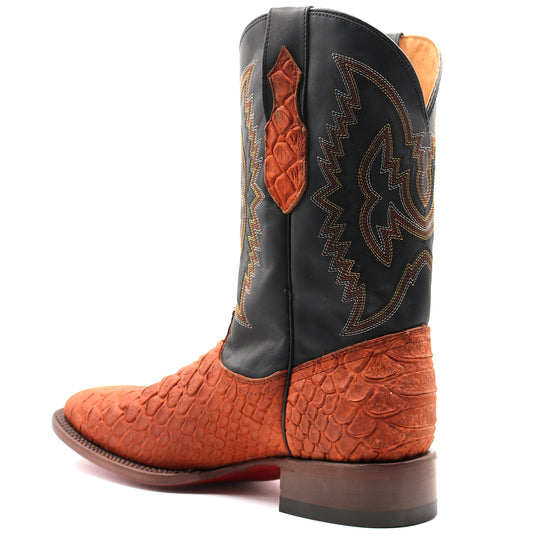 CP1704 - Cowboy Prayer Hand Crafted Rust Brown Python Print Cowboy Boot