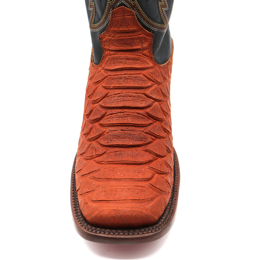 CP1704 - Cowboy Prayer Hand Crafted Rust Brown Python Print Cowboy Boot