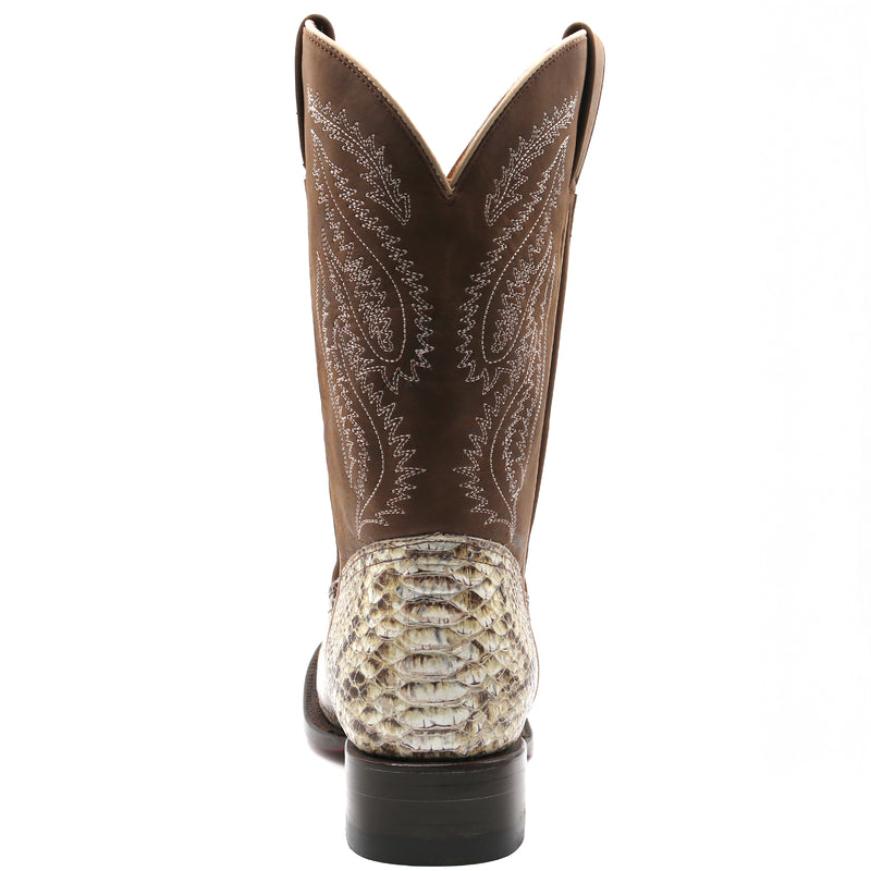 Load image into Gallery viewer, CP1705 - Cowboy Prayer Hand Crafted Natural Python Print Cowboy Boots

