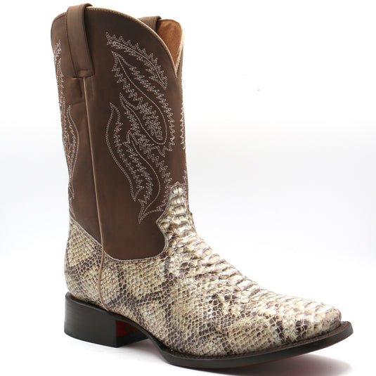 CP1705 - Cowboy Prayer Hand Crafted Natural Python Print Cowboy Boots