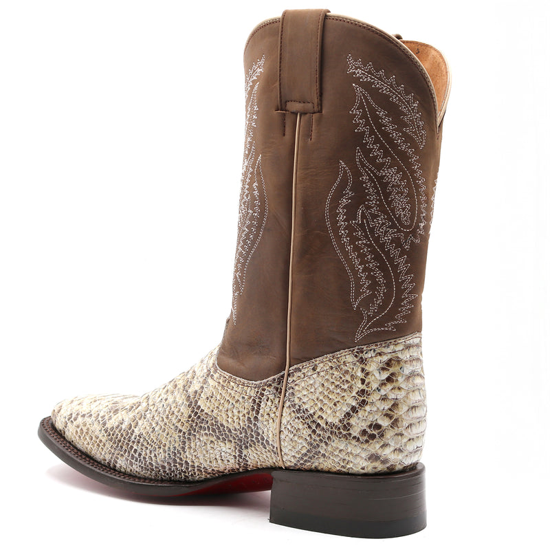 Load image into Gallery viewer, CP1705 - Cowboy Prayer Hand Crafted Natural Python Print Cowboy Boots
