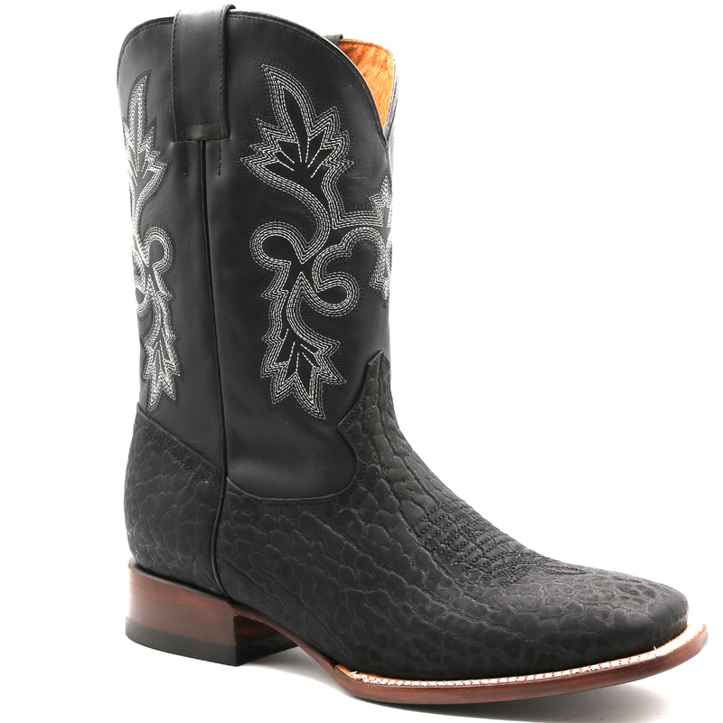 Load image into Gallery viewer, CP1706 - Cowboy Prayer Hand Crafted Genuine Black Bull Shoulder Cowboy Boots
