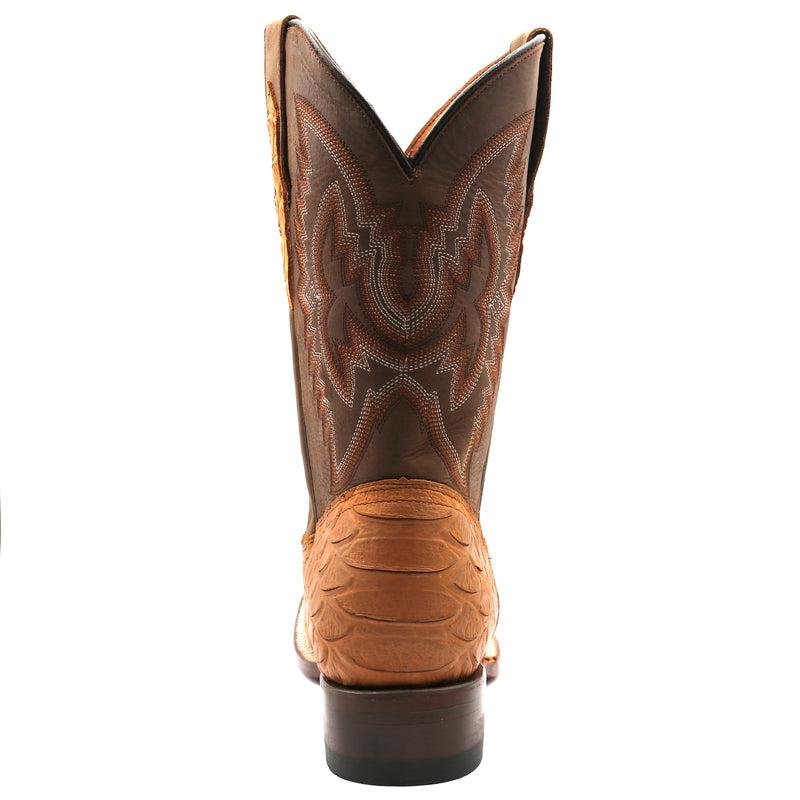 Load image into Gallery viewer, CP1708 - Cowboy Prayer Hand Crafted Tan Python Print Cowboy Boots
