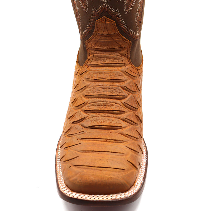 Load image into Gallery viewer, CP1708 - Cowboy Prayer Hand Crafted Tan Python Print Cowboy Boots
