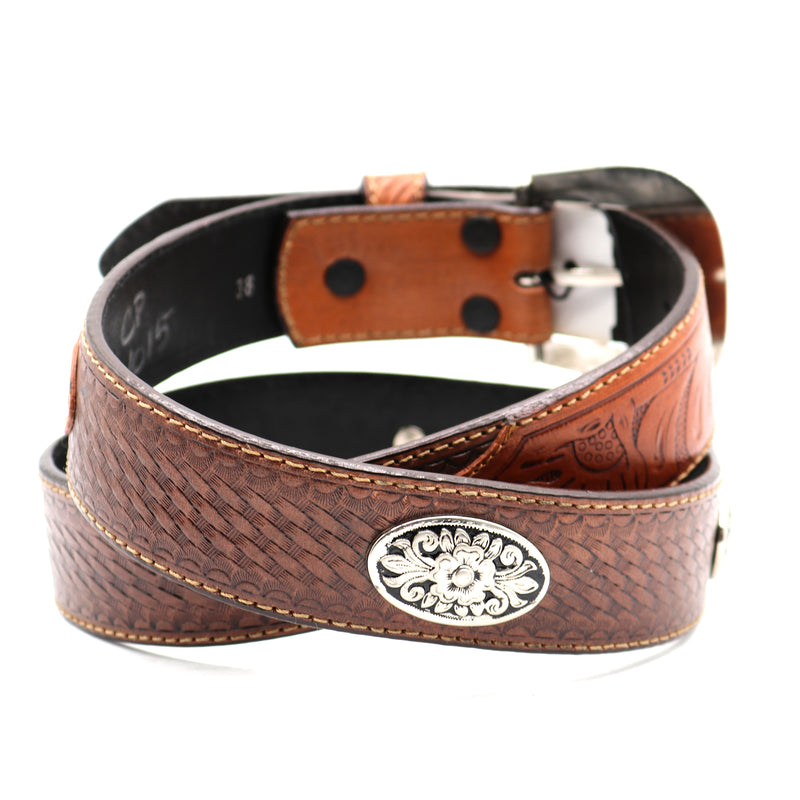 Load image into Gallery viewer, CP1015 - Cowboy Prayer Basketweave Cowhide Leather Belt
