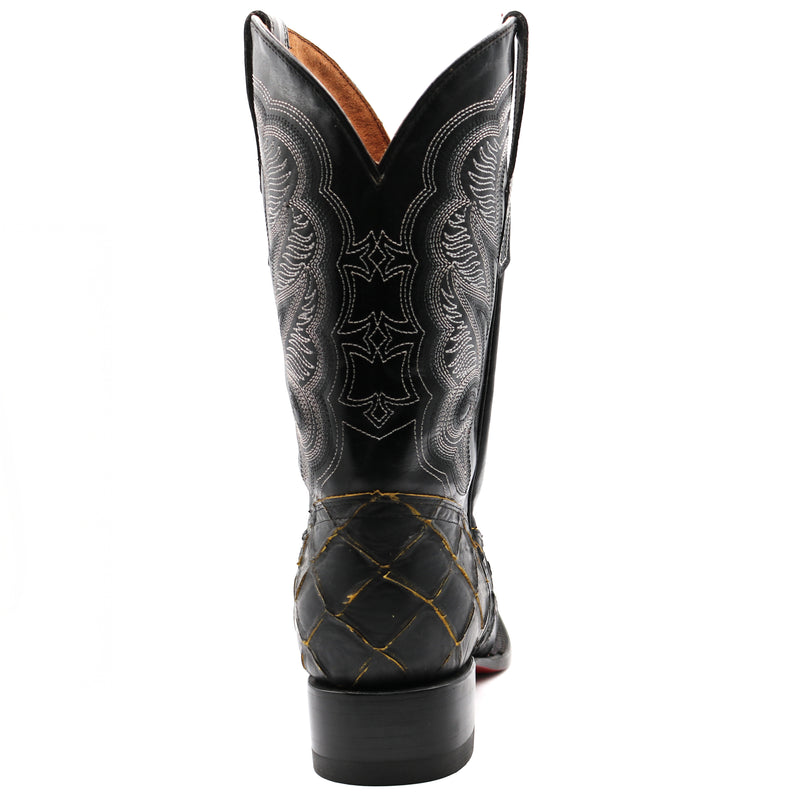 Load image into Gallery viewer, CP1702 - Cowboy Prayer Pirarucu Print W/Yellow Underlay Cowboy Boots
