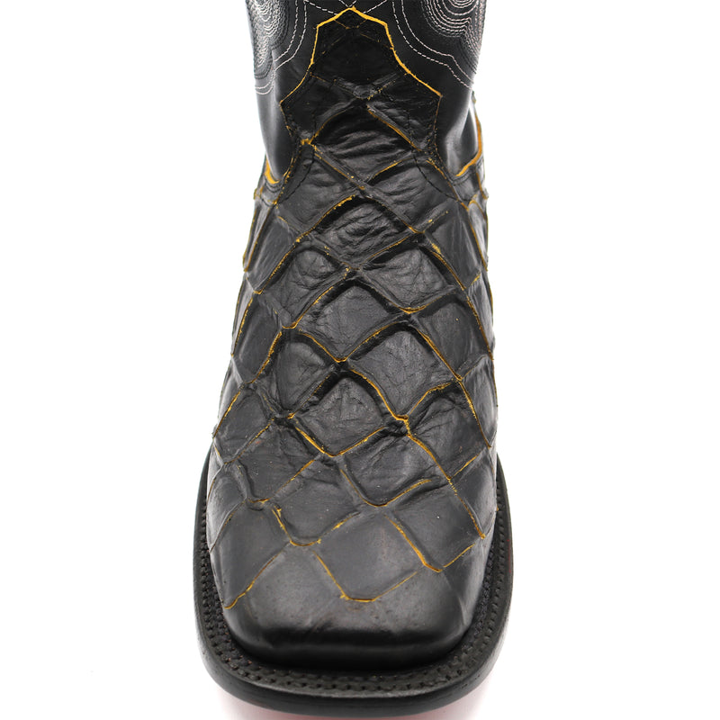 Load image into Gallery viewer, CP1702 - Cowboy Prayer Pirarucu Print w/Yellow Underlay Cowboy Boots
