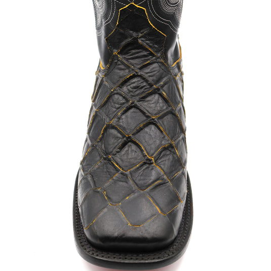 CP1702 - Cowboy Prayer Pirarucu Print w/Yellow Underlay Cowboy Boots