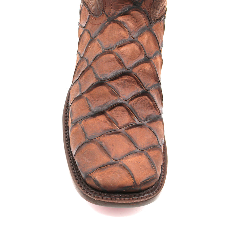 Load image into Gallery viewer, CP1709 - Cowboy Prayer Chocolate Pirarucu Print Cowboy Boots
