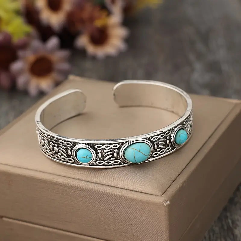 Load image into Gallery viewer, TMBC9 - Synthetic Turquoise Bangle Bracelet
