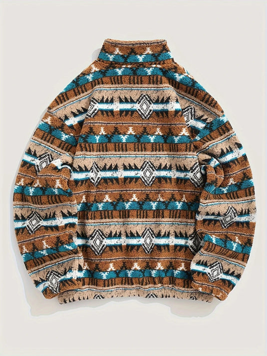 TMSWST14 - Men's Western Print 1/4 Zip Pullover