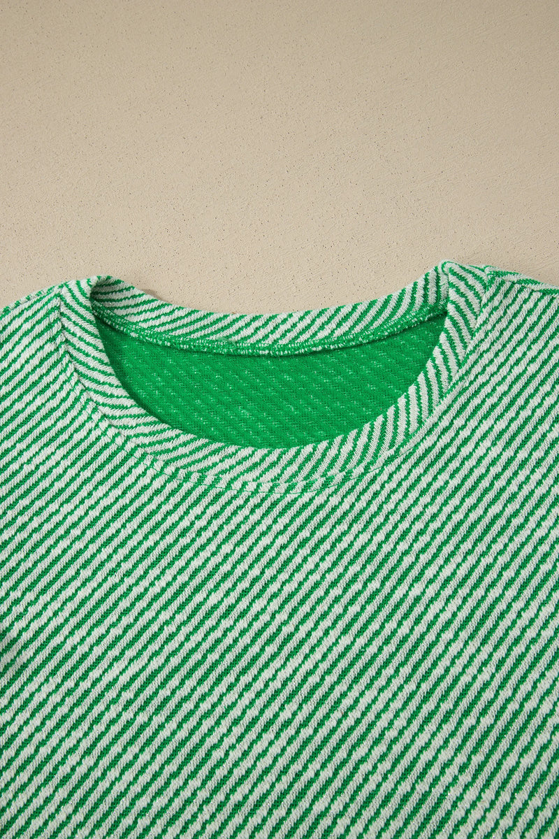 Load image into Gallery viewer, DLLS700 - Ladies Clearly Aqua Twilled Print Lace Trim Ruffled Short Sleeve Blouse
